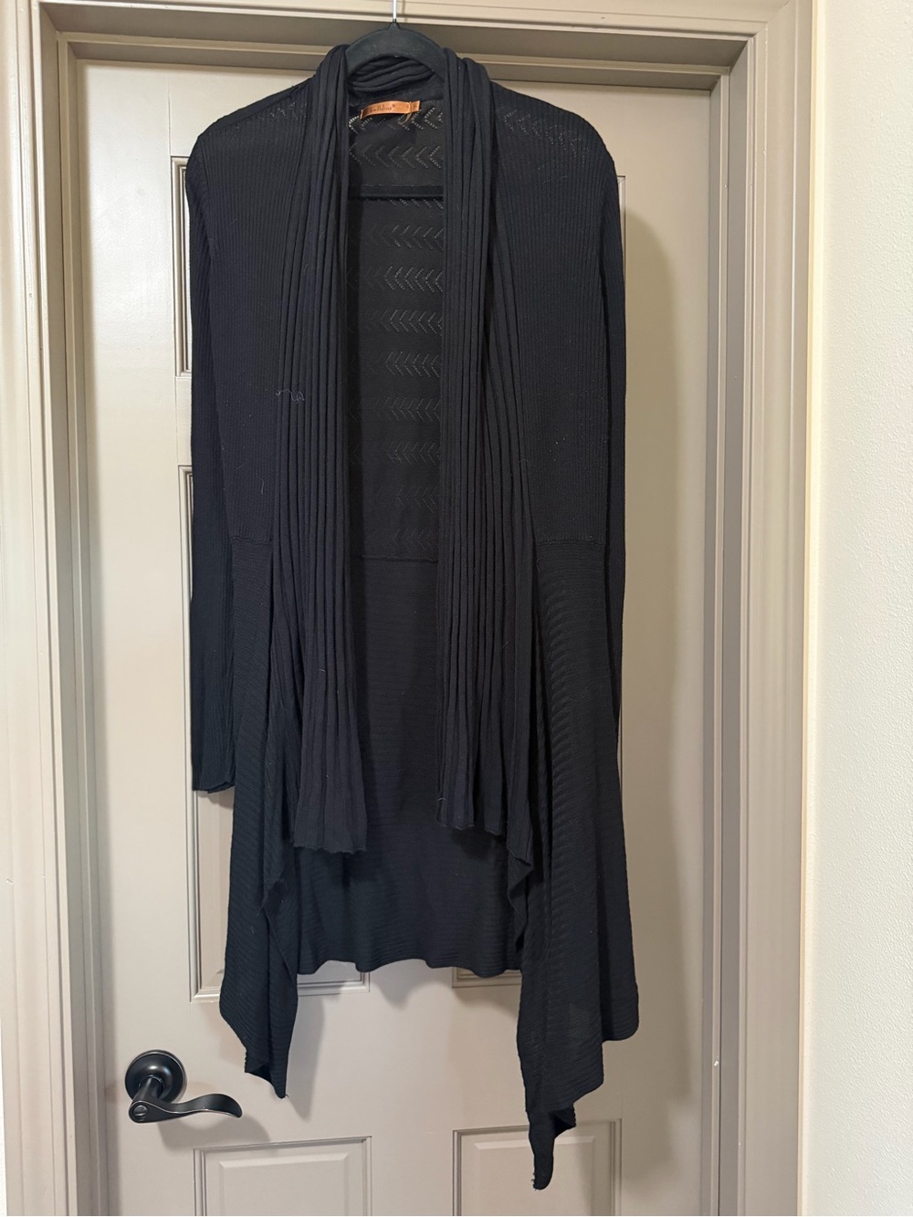 Women's Black Open Drape Cardigan SweaterLightweight XL